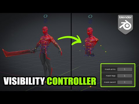 Visibility character features controller rig in Blender