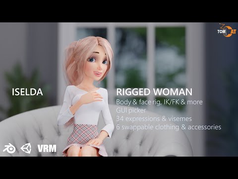 Iselda  Rigged Woman for Blender and V-Tubing – For Sale