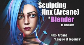 Sculpting Jinx in Blender in 1 Minute