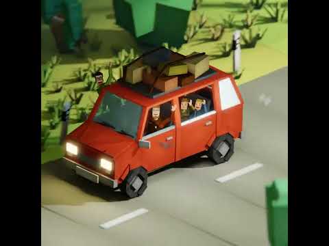 Blender Low Poly Animation “Family Trip” #shorts