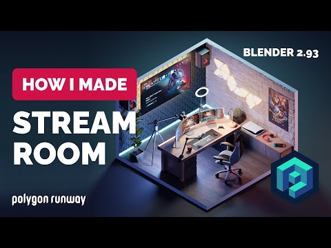 Game Streaming Room in Blender 2.93 – 3D Modeling Process | Polygon Runway