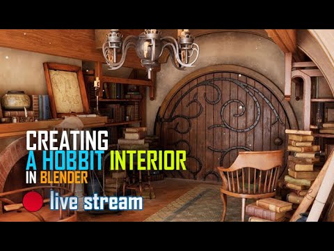 🔴 blender live  – creating a hobbit interior in blender