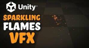 Fire VFX in Unity, amber, sparkles, turbulences, ashes particles