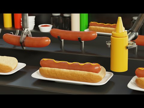 Hot Dog Factory – Satisfying Looping Animation 🌭 (4K)