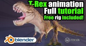 Animate a T-Rex Dinosaur in Blender Full tutorial (free rig)