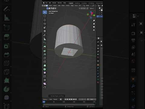 Blender Tutorial: Create A Cylinder With A Square Hole Through It Using Keyboard Shortcuts. #shorts