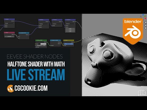 How to create a “halftone” (gradient) Blender shader I CG Cookie Livestream I 2023