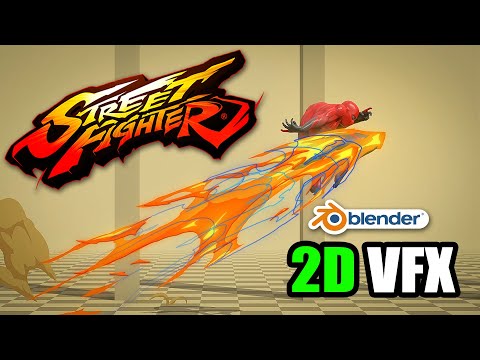 Street Fighter  2D VFX with Grease pencil in Blender timelapse