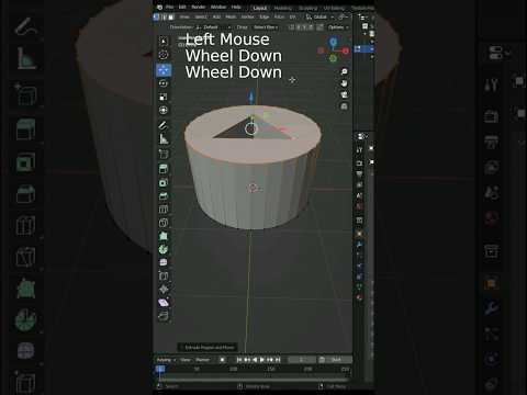 Blender Tutorial: Create A Cylinder With A Triangular Hole Using Keyboard Shortcuts. #shorts