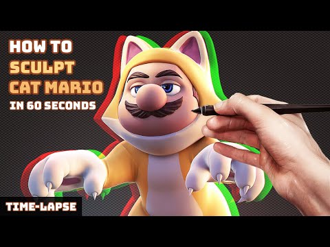 How to Sculpt Cat Mario in 60 Seconds – Blender 3.4 Timelapse