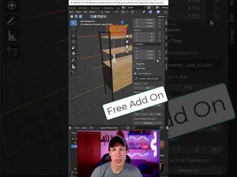 Quickly Align Objects in Blender with ALIGN TOOLS (Free Add-On!) #shorts