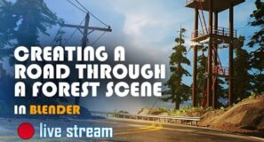 🔴 blender live  – making a road through a forest scene in blender