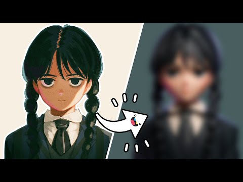 2D to 3D! Sculpting Wednesday Addams as an Anime Character 🖤 From Start to Finish! 🖤