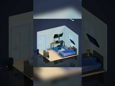 Low Poly Isometric Room Animation