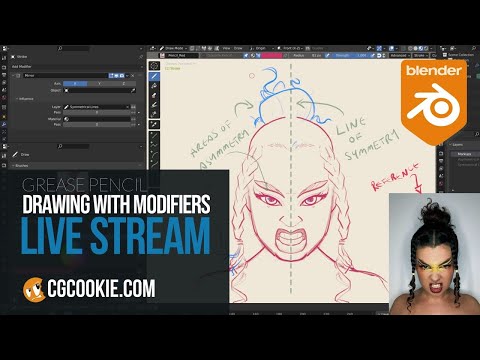 Artwork from Photo in Blender: Drawing with Grease Pencil and Modifiers (Livestream)