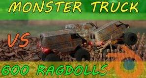 Monster Truck vs Rigid Body Ragdolls   Blender 60fps