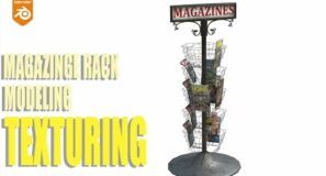 modeling a magazine rack in blender and substance painter