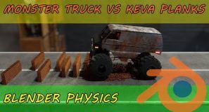 Monster Truck vs Keva Planks   Blender Physics