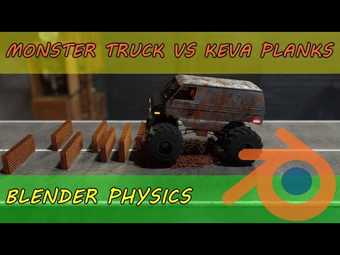 Monster Truck vs Keva Planks   Blender Physics