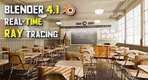 Blender 4.1: Eevee Next Real-Time Classroom Scene In Raytracing