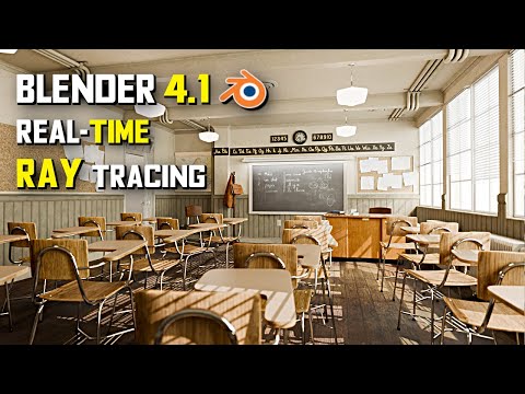 Blender 4.1: Eevee Next Real-Time Classroom Scene In Raytracing