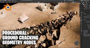 Procedural Ground collapsing and cracking with geometry nodes