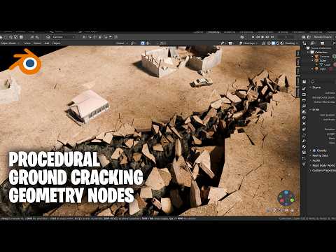 Procedural Ground collapsing and cracking with geometry nodes