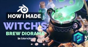 Witch’s Brew Diorama in Blender – 3D Modeling Process | Polygon Runway