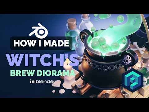 Witch’s Brew Diorama in Blender – 3D Modeling Process | Polygon Runway