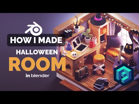 Halloween Lo-Fi Study Room in Blender – 3D Modeling Process | Polygon Runway