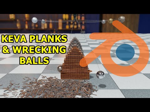 Keva Planks & Wrecking Balls Blender Physics