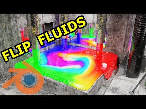 Flip Fluid Simulations With Surface Mesh & Particles & Color Mixing