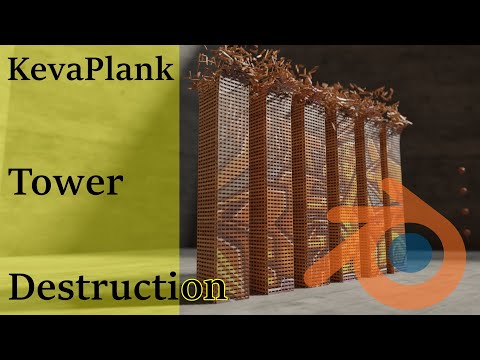 Keva Plank Tower Destruction   Blender Physics