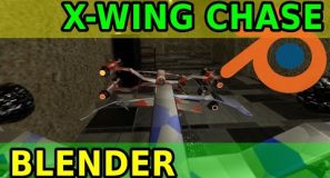 X Wing Chase Through Large Building – Blender