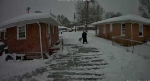 My Brother Shoveling Snow   Me Trolling Him Through Security Camera