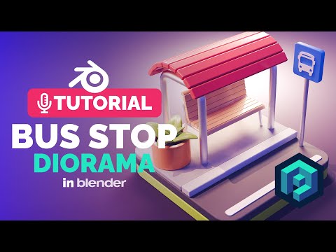 Blender 3D Bus Stop Diorama Tutorial | Polygon Runway