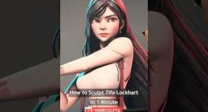 How to sculpt Tifa Lockhart in 1 Minute 🥊✍️⭐️. #blender3d #art #sculpture