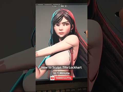 How to sculpt Tifa Lockhart in 1 Minute 🥊✍️⭐️. #blender3d #art #sculpture