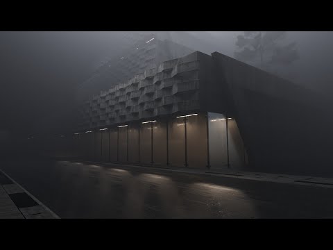 Foggy Brutal architecture scene in blender timelapse with some tips