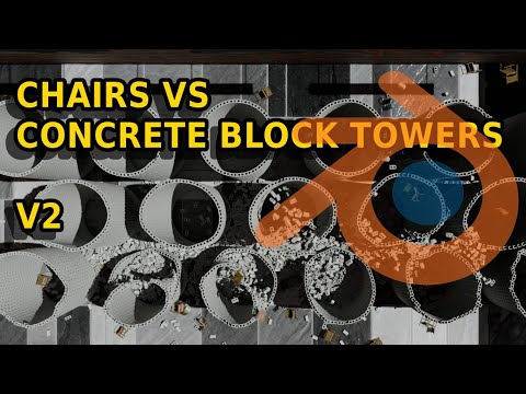 Rigid Body Concrete Block Towers vs Chairs Blender V2