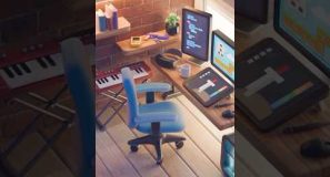 Cozy artist corner made in Blender