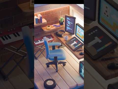 Cozy artist corner made in Blender