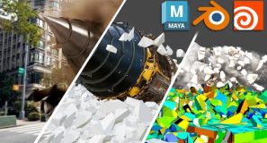 NYC City 3D Destruction Workflow in Blender, Maya, & Houdini