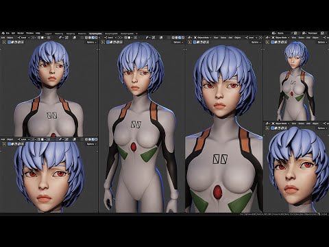 Sculpting Rei Ayanami from Evangelion in Blender (FULL TIMELAPSE)
