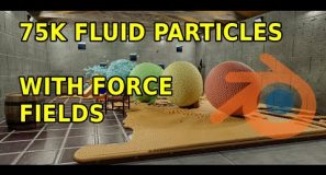 75K Fluid Particles With Force Fields Blender