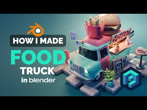 Food Truck Illustration in Blender – 3D Modeling Process | Polygon Runway