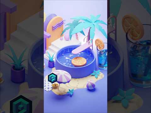 Creating a stylized pool in Blender #blender3d #3dillustration #b3d #stylized3d