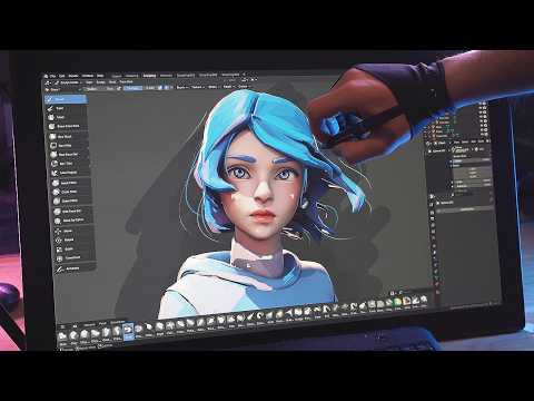 Sculpt with me – 3D Modeling Blue Pearl Girl in Blender