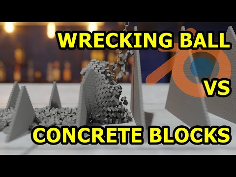 Wrecking Ball vs Concrete Blocks Blender Rigid Body Physics V2