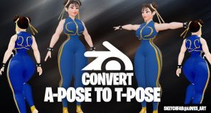 blender essentials convert A-pose to T-pose